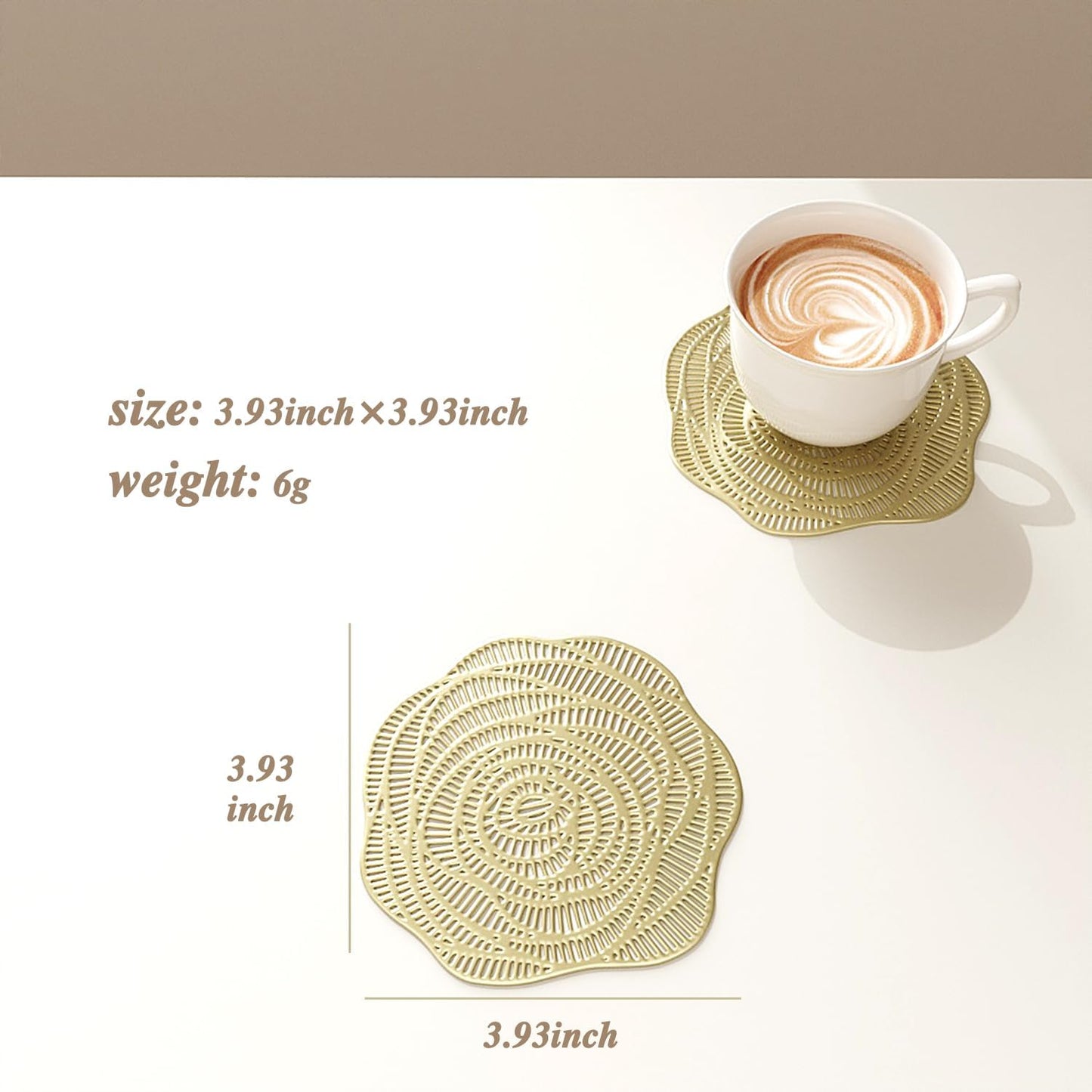 Coasters Rose Gold Coaster Set of 6 Hollow PVC Coaster Rose Shape Cup Mats Thanksgiving Table Ornament Decorations for Home Festival