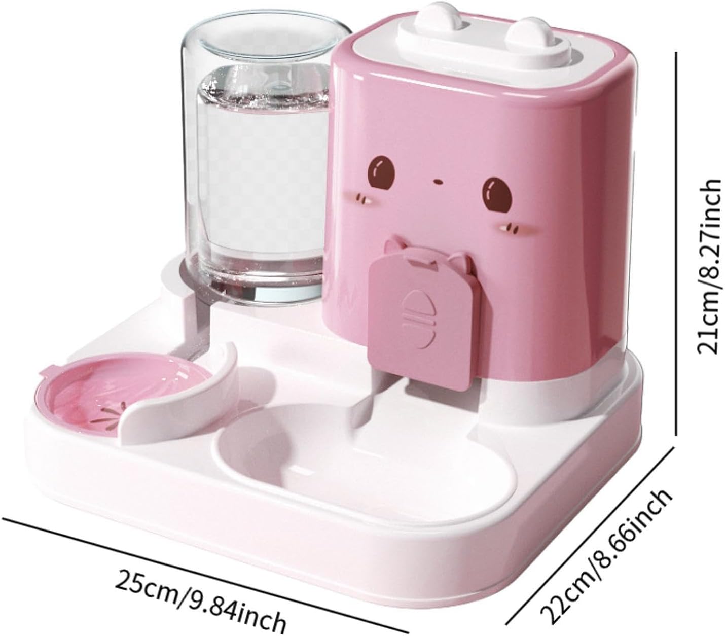 Baoblaze 2 in 1 Automatic Pet Feeder Removable Drinking Household Supplies Water Dispenser Pet Feeding Bowl for Small Dogs Kitten Puppy Bunny Animals, Pink