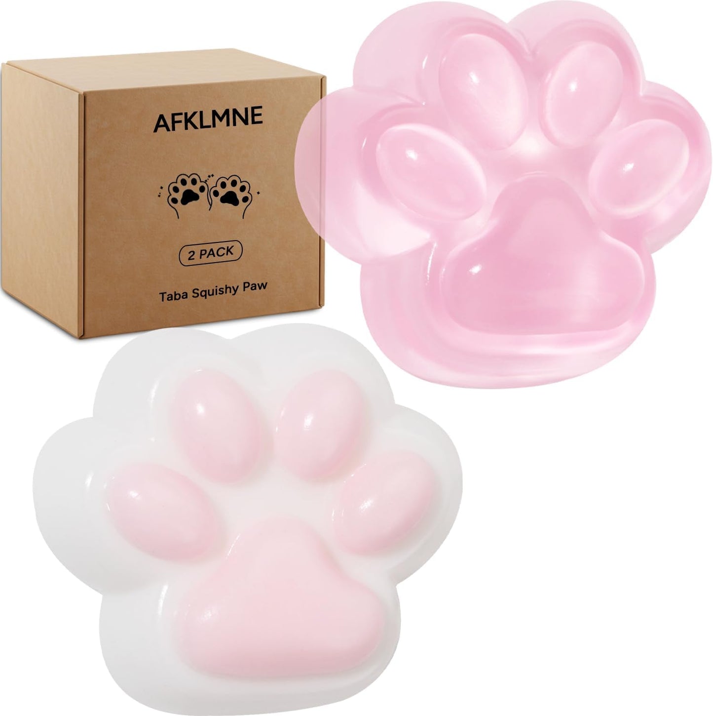 2-Pack Taba Squishy Cat Paw Sensory Fidget Toys Adults, Anxiety Stress Relief Squeeze Toy, Soft Cute Kawaii Squishy’s for Desk, School (Pink)