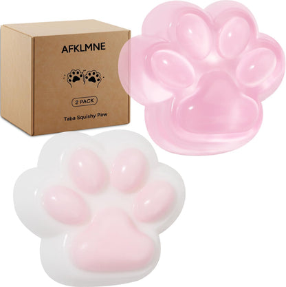 2-Pack Taba Squishy Cat Paw Sensory Fidget Toys Adults, Anxiety Stress Relief Squeeze Toy, Soft Cute Kawaii Squishy’s for Desk, School (Pink)
