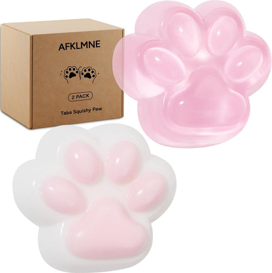 2-Pack Taba Squishy Cat Paw Sensory Fidget Toys Adults, Anxiety Stress Relief Squeeze Toy, Soft Cute Kawaii Squishy’s for Desk, School (Pink)