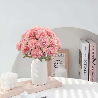 SNAIL GARDEN 16 Large Blooms Artificial Carnations Bulk with 24 Mini Blooms,Silk Pink Carnations Artificial Flowers with 2 Sizes Blooms & Leaves for Mothers Day Wedding Home Decor