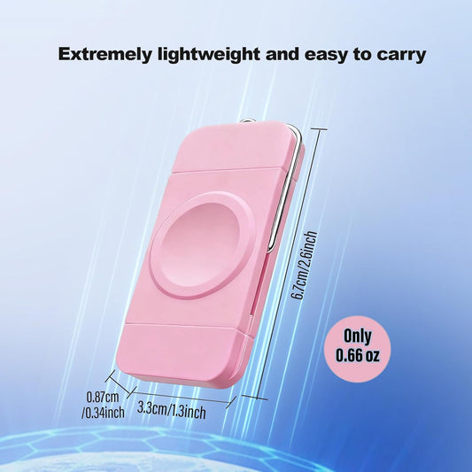 Charger for Apple Watch, Magnetic Portable iwatch Charger, USB C &USB A Fast Wireless Charging Travel Charger for Apple Watch Series 11/10/9/8/7/6/5/4/3/2/1/SE/UItra 2/Ultra,Pink