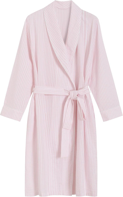 Latuza Women's Petite Robe Seersucker Cotton Bathrobe with Pockets Petite Length