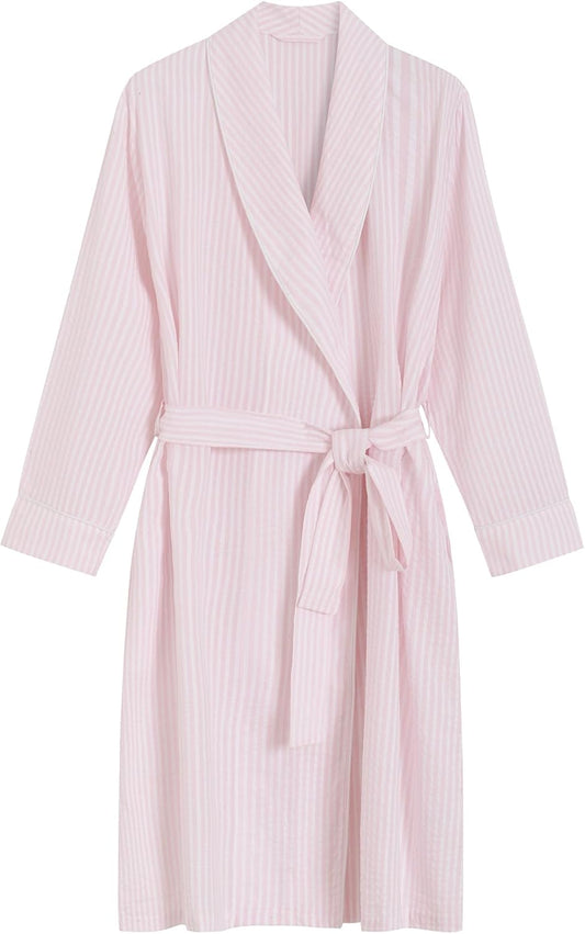 Latuza Women's Petite Robe Seersucker Cotton Bathrobe with Pockets Petite Length