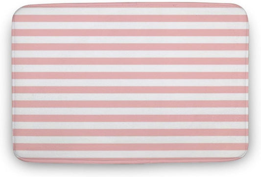 Luxury Elegant Bathroom Rugs, Modern Pink Striped Pattern Bath Mat Non Slip & Absorbent Bath Carpet for Bathroom (16 x 24inch)