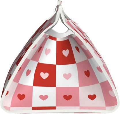 Checkerboard Valentine Squares Pink Hearts Tissue Box Cover Rectangle Pu Leather Tissue Box Holder for Car Bathroom Bedroom Desk Tabletop Decor