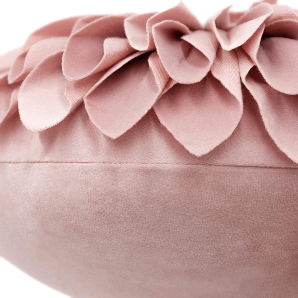 JWH Handmade 3D Sunflower Throw Pillow Cover Decorative Accent Pillow Case Round Floral Cushion Velvet Pillowcase with PP Cotton Insert for Home Bed Couch Bedroom Chair 12 Inch Dusty Pink