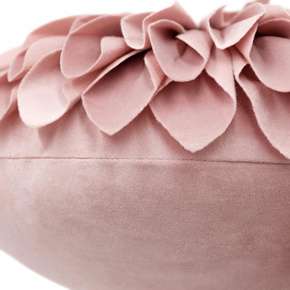 JWH Handmade 3D Sunflower Throw Pillow Cover Decorative Accent Pillow Case Round Floral Cushion Velvet Pillowcase with PP Cotton Insert for Home Bed Couch Bedroom Chair 12 Inch Dusty Pink