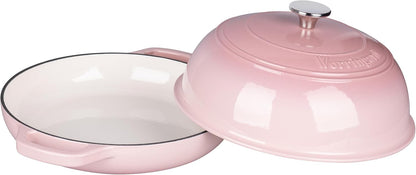 VORRINGARD Enameled Cast Iron Dutch Oven Pot with Lid, Bread Oven for Sourdough Bread Baking, Dutch Ovens with Bread Proofing Basket& Baking Supplies Set, 6 Quart, Pink