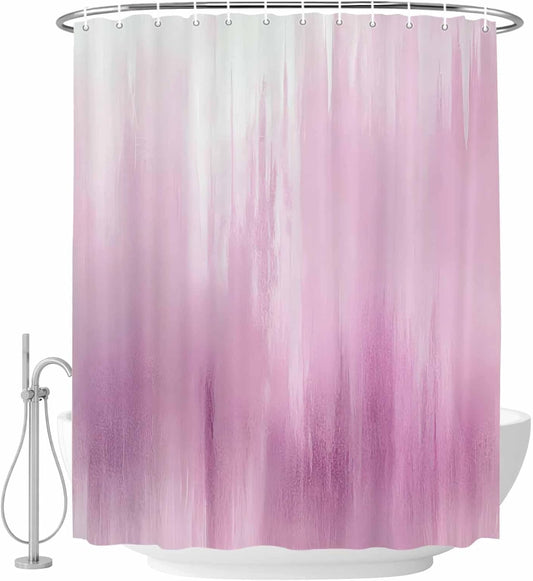 Pink Ombre Shower Curtain, Stall Bathroom Curtains for Bathtub, Modern Abstract Gradient Minimalist Art Waterproof Fabric Shower Curtain Set with 12 Hooks, 48" x 72"