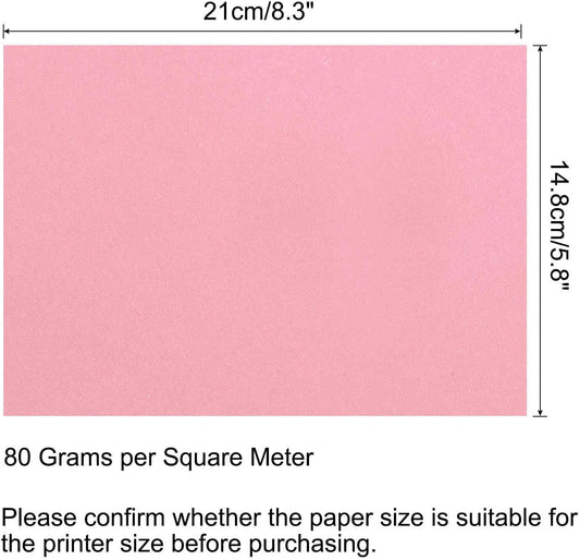 MECCANIXITY 100 Sheets Colored Copy Paper 8.3 x 5.8 Inch Printer Paper 80gsm Light Pink for Office Printing, Document Copying, Invitations, Forms, Art Projects