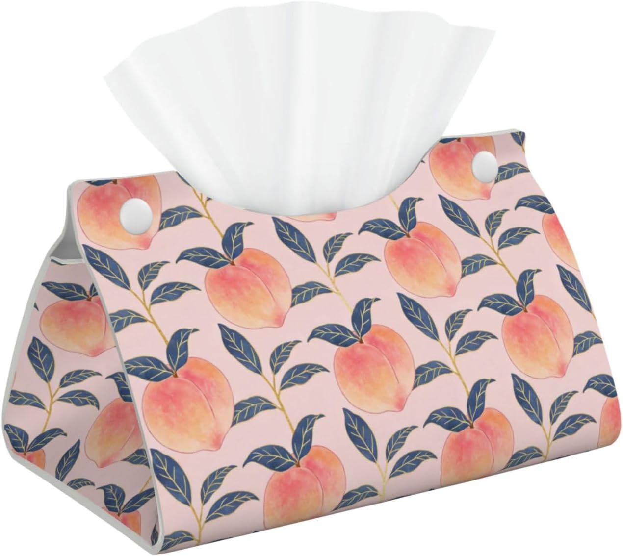 Peach Tissue Box Cover Holder Rectangle Leather Tissue Cover for Car, Waterproof Tissue Box Holder for Office, Bathroom, Bedroom