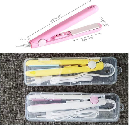 Cute Pink Werdeny Mini Ceramic Hair Curler & Straightener, 2-in-1 Curling Iron with 1/2 Inch Barrel for Short and Fine Hair