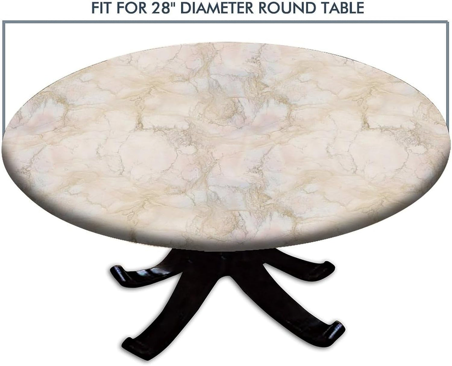 Fitted Table Cloths Round, Light Pink Marble Texture Pattern Printed on Spill Resistant Table Decor, for Kitchen Decor and Accessories Fit for 28" Table
