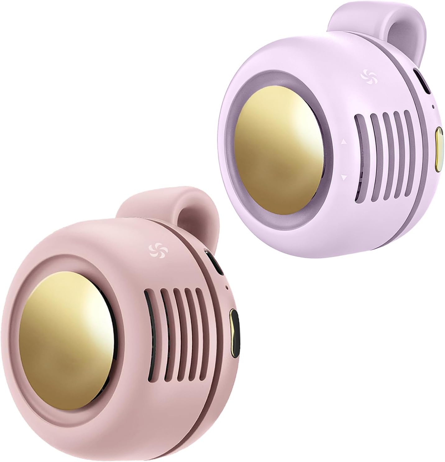 Portable Clip-On Fan, Mini USB Rechargeable 360° Rotatable Fan, Personal Fan 3-Speed Silent Mini Bladeless Fans (Pink and Purple)