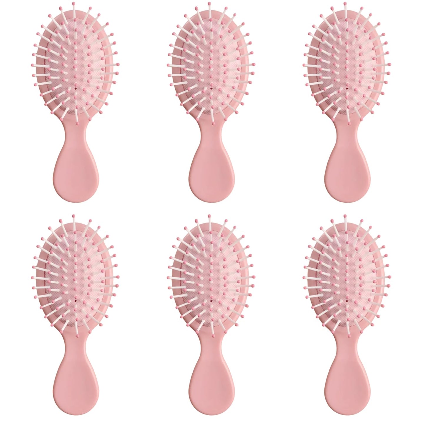6 Pack Mini Hair Brush Bulk, Wet Hair Brush for Travel, Mini Brush for Most Hair Types, Travel Brushes, Bridesmaid Gifts, Pink