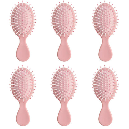 6 Pack Mini Hair Brush Bulk, Wet Hair Brush for Travel, Mini Brush for Most Hair Types, Travel Brushes, Bridesmaid Gifts, Pink