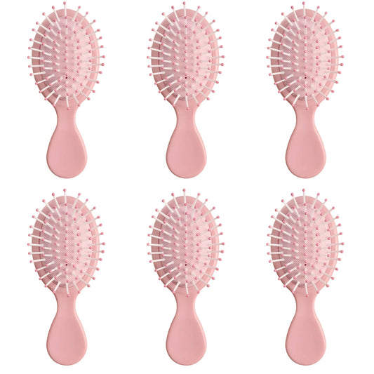6 Pack Mini Hair Brush Bulk, Wet Hair Brush for Travel, Mini Brush for Most Hair Types, Travel Brushes, Bridesmaid Gifts, Pink
