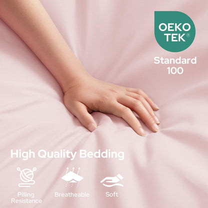 HOMEIDEAS Queen Size Bed Sheets - 6 Piece Set (Pale Pink) - Extra Soft Brushed Microfiber 1800 Bedding Sheets, Deep Pocket, Wrinkle & Fade Free