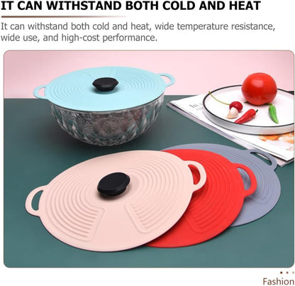 Hemobllo Silicone Food Storage Bowl Lid Medium Size Nordic Pink, Vacuum Sealing Fresh Keeping Cover for Refrigerator and Microwave, Heat Resistant Kitchen Silicone Sealing Bowl Cover