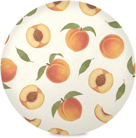 15 inch Peaches Pattern Round Placemats 4 PCS Non Slip Heat Resistant Table Mats for Kitchen Dining Party Table Indoors & Outdoors Decor