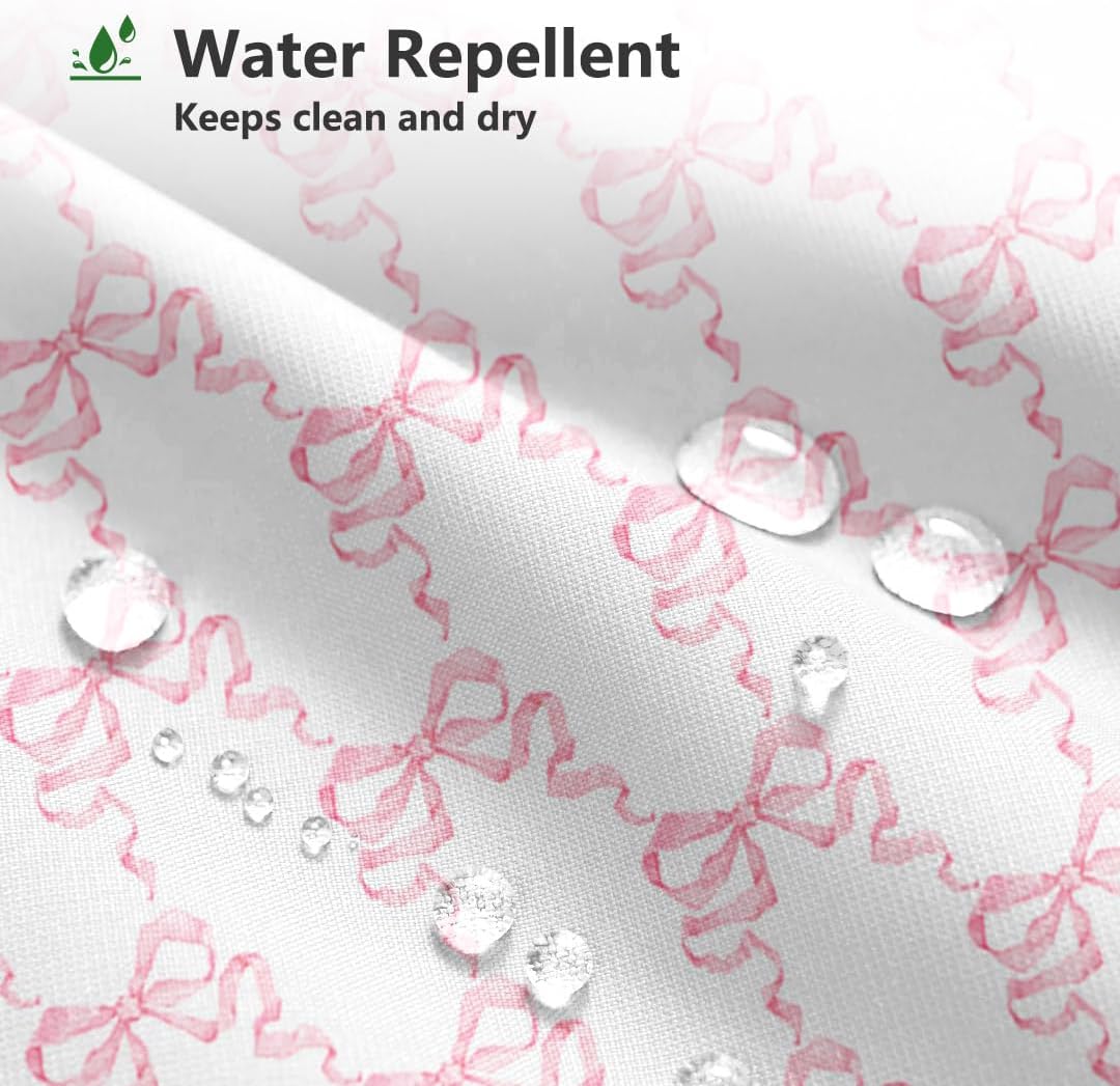 MEHOFOND Bow Shower Curtain Coquette Pink Bow Bathroom Decor for Women Girls Cute Romantic Bow Shower Curtain Modern Art Aesthetic Bathtub Decor Fabric Waterproof Bath Curtain with 12 Hooks 72x72 Inch
