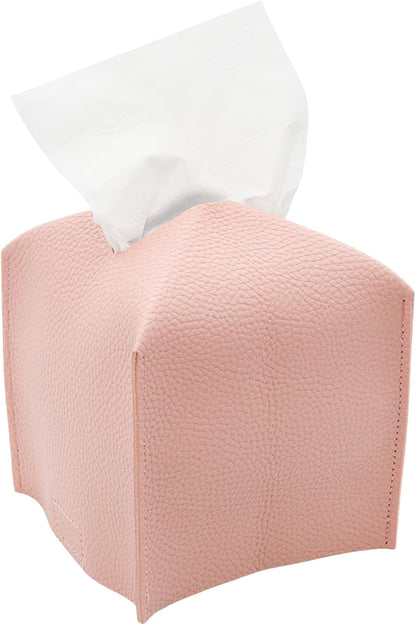 Pink Tissue Box Cover 5 Inch PU Leather Cube Tissue Box Cover