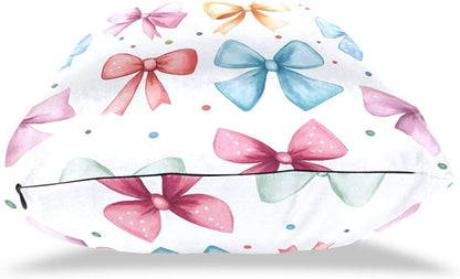 Decorative Throw Pillow Covers Pack of 2, Bow Dot Pattern Blue Pink Yellow Velvet Throw Pillow Cases for Couch Pillows Cover Bedroom Outdoor, Pillows Covers 18x18 Inch
