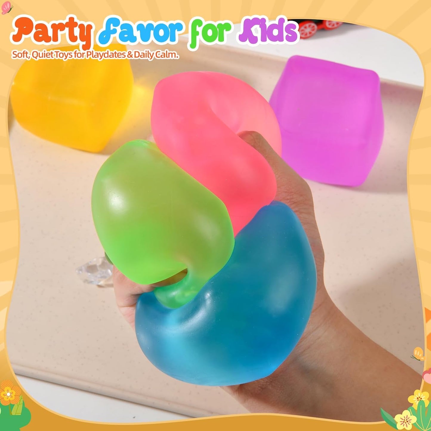 Squishy Cube for Kids & Adults, Ice Cube Squishy Slow Rising Squishy Fidget Toys, Squeeze Toys for Stress Relief, Classroom Prizes Party Favors Birthday Gifts(Pink)