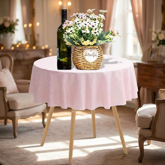 50 Inch Round Light Pink Sequin Tablecloth, Metallic Glitter Sparkle Table Cover for Small Cake Table or Overlay, Sequin Fabric Table Cloths for Wedding Birthday Party Decorations