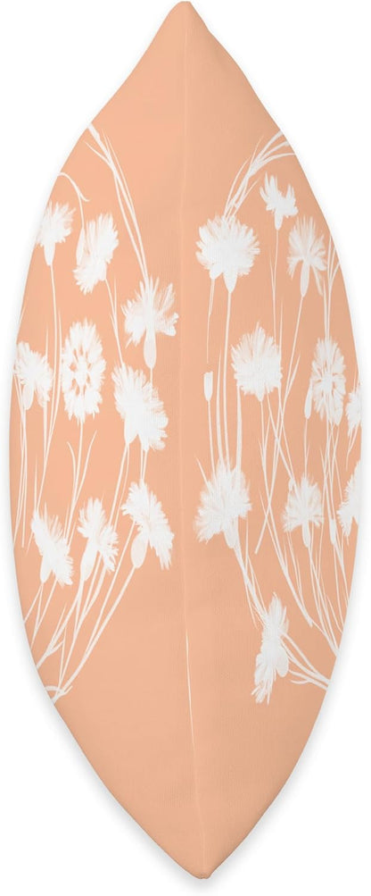 PEACH AND WHITE FLORAL PRINT Throw Pillow