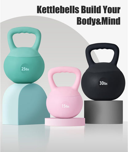 SogesPower Soft Kettlebells, Iron Sand Filled Strength Training Weights, Shock-Proof with Wide-Grip Handle, Fitness Kettlebells for Home Gym