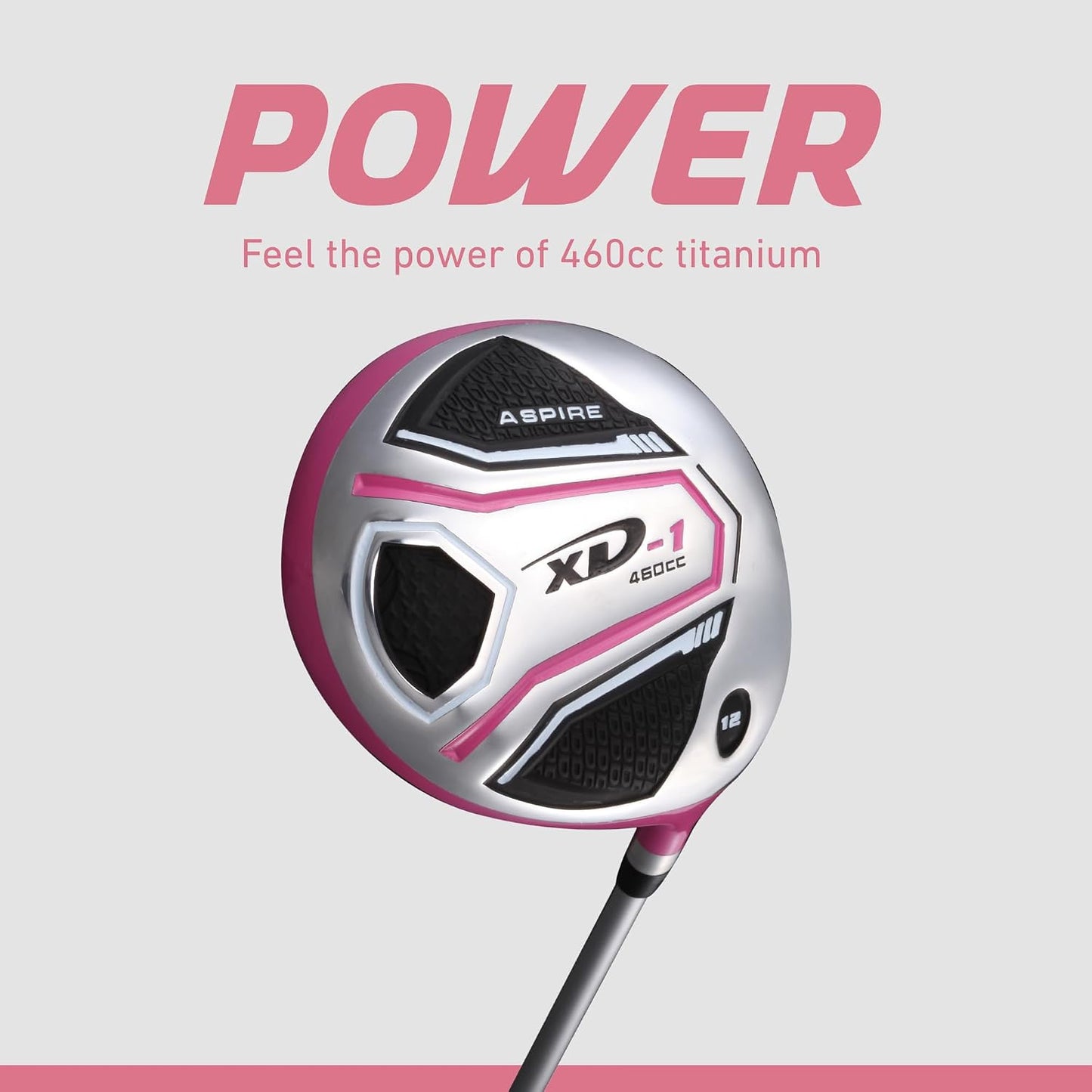 Aspire XD1 Womens Golf Clubs Full Set, Includes Driver, Fairway, Hybrid, 6-PW Irons, Putter, Stand Bag, 3 H/C's, Ultra-Light Graphite Shafts, Golf Clubs Women Right Handed, Comes in 3 Sizes, Pink