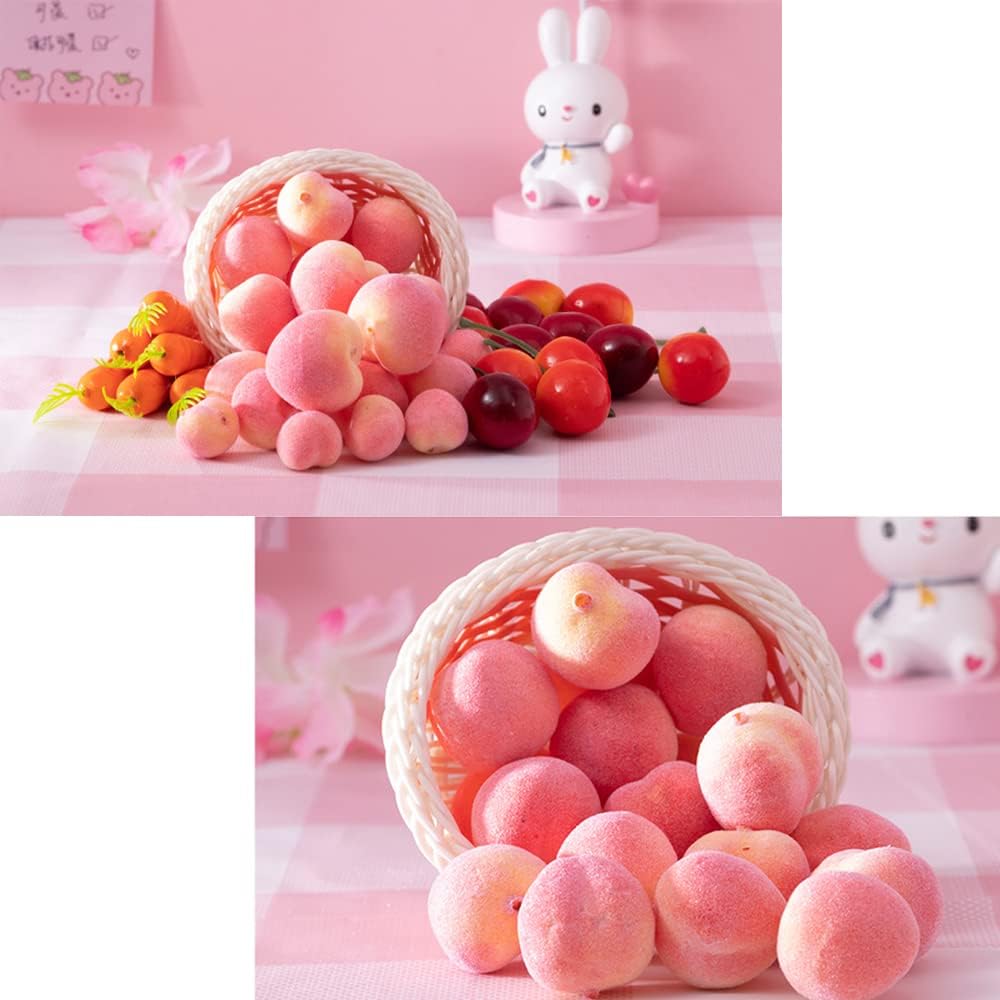 Fake Peach Artificial Fruit Lifelike for Home Kitchen Festival Party Decoration 30PCS