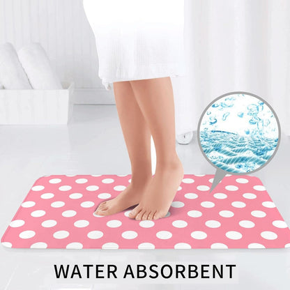 Light Pink Polka Dot Print (a) Bathroom Rugs Sets 3 Piece - Absorbent Non Slip Washable Bath Mats, U-Shape Toilet Lid Cover, Contour Mat, Soft Shower Mats Bath Rug Mat for Bathroom Toilet Tub