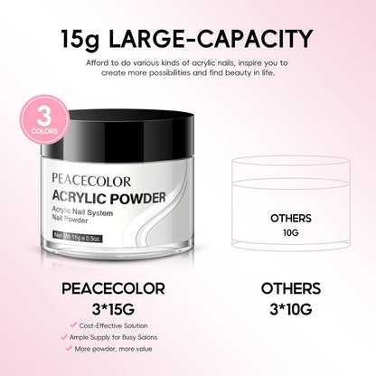 Peacecolor Acrylic Nail Kit ,Clear White Pink 15g Acrylic Powder and 60ml Liquid Set Brush Forms Cuticle Oil Pen Tools Manicure Nails Kit Acrylics Set for Beginners Gifts DIY Salon Home