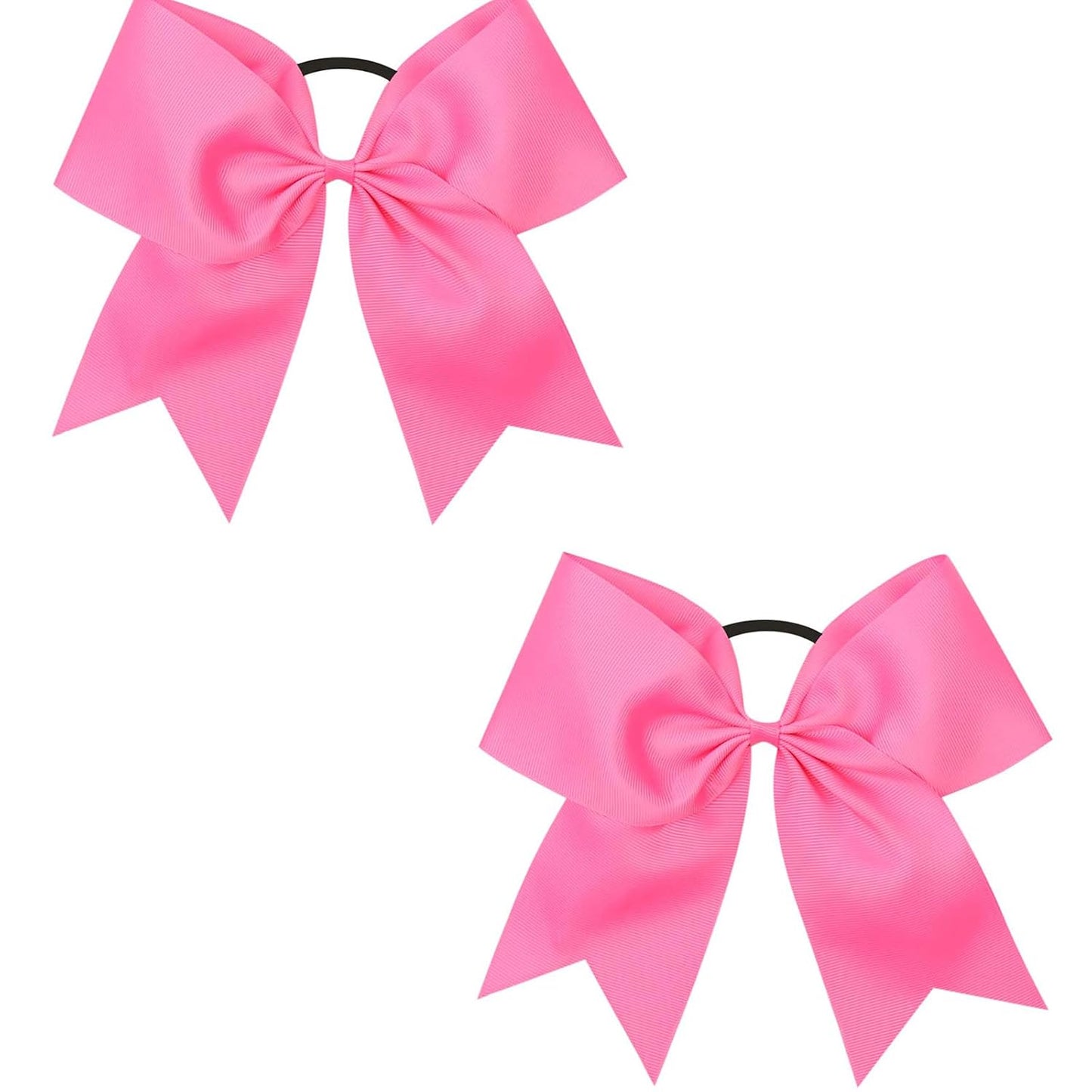 2 PCS 8 Inch Large Pink Cheer Hair Bows Ponytail Holder Elastic Band Handmade for Cheerleaders Teen Girls College Sports