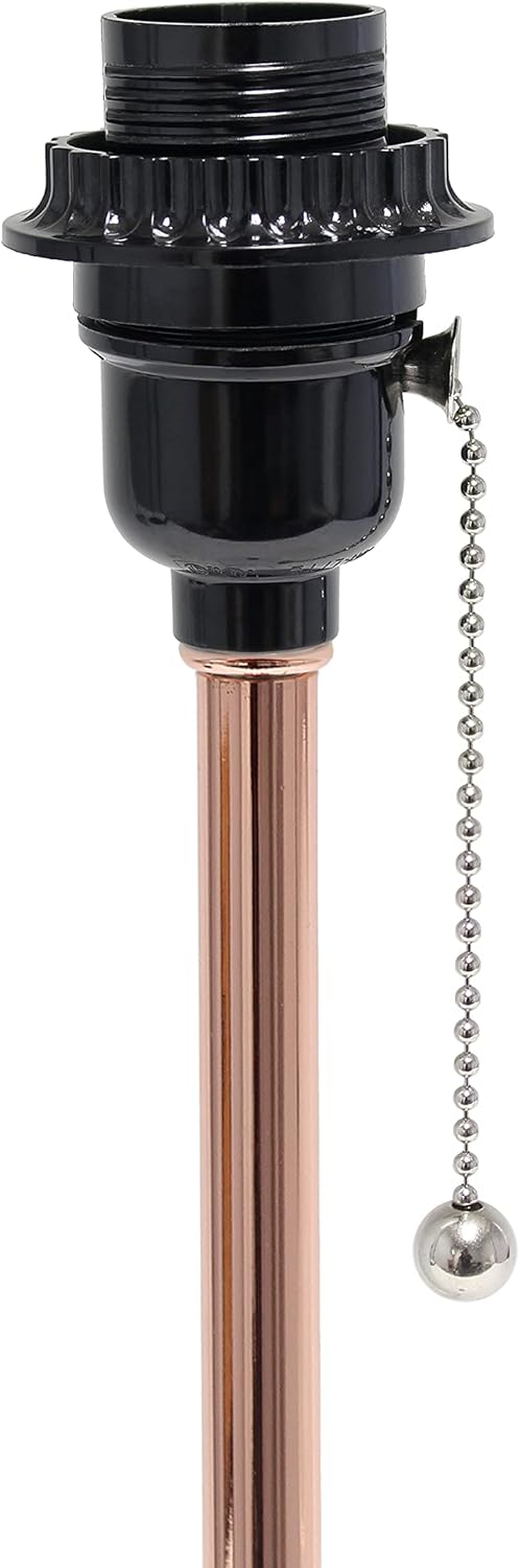 Simple Designs LT1144-RGD Sleek and Slender Rose Gold Table Lamp with Charging Outlet, for Bedroom, Living Room, Entryway, Office, Dining Room, Study, White Shade