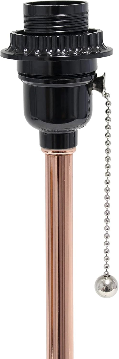 Simple Designs LT1144-RGD Sleek and Slender Rose Gold Table Lamp with Charging Outlet, for Bedroom, Living Room, Entryway, Office, Dining Room, Study, White Shade