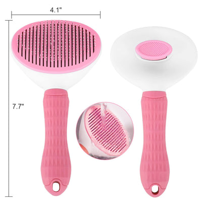 Self Cleaning Slicker Brush, Dog Cat Bunny Pet Grooming Shedding Brush - Easy to Remove Loose Undercoat, Pet Massaging Tool Suitable for Pets with Long or Short Hair Pink