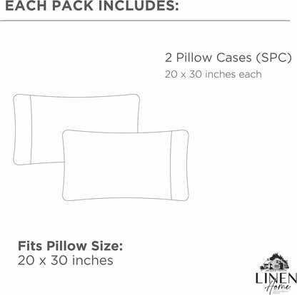 Linen Home 100% Cotton Percale Pillowcases Queen Size, Tropical Peach, 2 Pieces of Pillow Case, Crisp and Cool Strong Bed Linen, 20 inches X 30 inches
