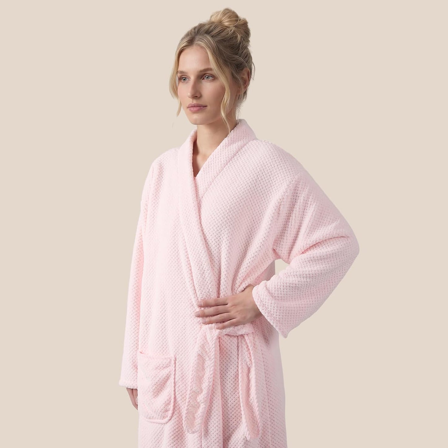 REDKISS Premium Womens Robe, Microfiber Long Bath Robe for Women, Lightweight Soft Women's Bathrobe