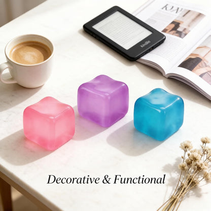 Premium Big Block Cube, Ice Cube Squishies Toys, Durable, Slow-Rebound fingertip Exquisite Spherical ice Cube with boxGift-Ready (Pink)