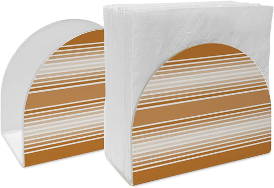 Napkin Holder Irange Striped Standing Napkin Dispenser Tissue Countertop Organizer 2 Pack Ombre Classic Stripes Lines Acrylic Paper Napkin Holders for Table Kitchen Dining Cocktail Home Party Cafe Bar