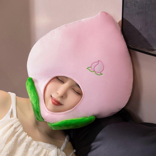 Plush Fruit Headgear Hat Funny Peach Hat Novelty Hat Stuffed Cap Photo Props Warm Halloween Cosplay Accessories