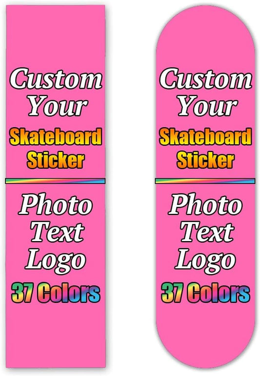 Personalized Skateboard Stickers, Add Picture Logo Text, Custom Fashion Skateboard Sticker for Scooter Longboard, Gifts for Dad Brothers, HotPink, 9"x31"