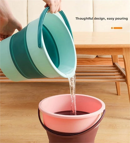 5/10/17L Folding Portable Bucket Car Wash Fishing Bathroom Tool Outdoor Camping Household Supplies for Cleaning Windows(5L,Pink)