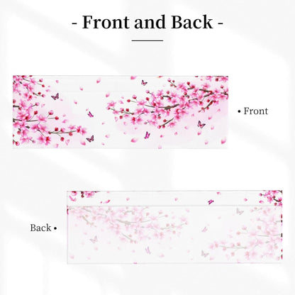 Floral Valances for Windows - Pink Cafe Curtains Cherry Blossom Short Curtains for Living Room Bathroom Bedroom Basement