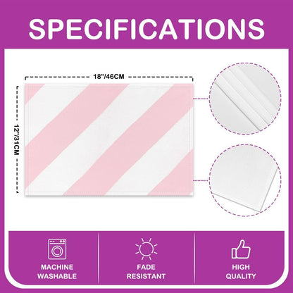 Feelyou Pink White Stripe Placemats Set of 4 Striped Table Mats for Party Kitchen Dining Decoration Geometric Place Mat for Table Holiday Decor Indoor Outdoor 18"x12" Non-Slip Easy to Clean Washable